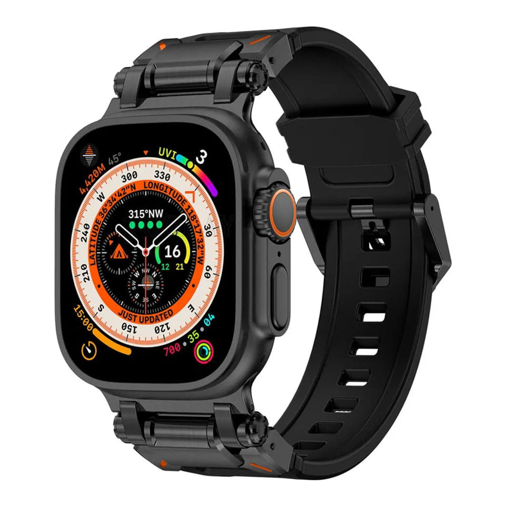 Techsuit-band W064 voor Apple Watch 49mm / 46mm / 45mm / 44mm / 42mm Series, Zwart