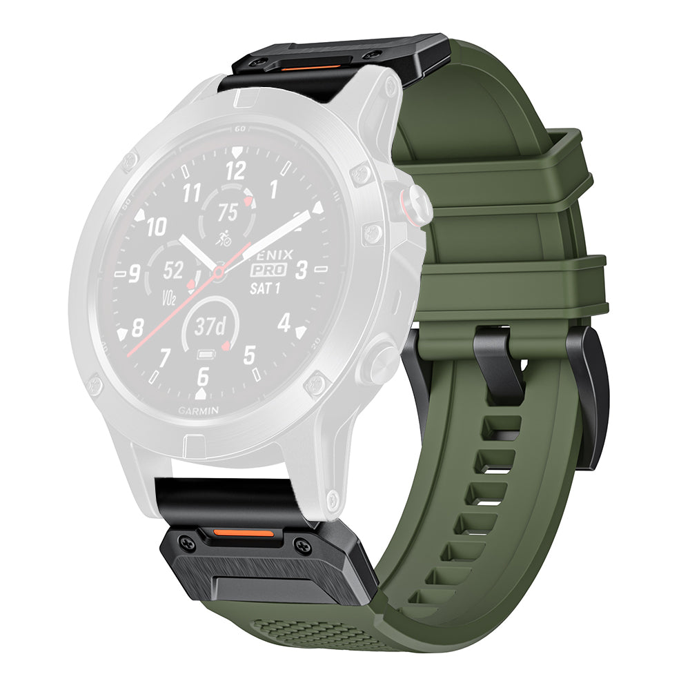 Techsuit W068 band voor Garmin Watch Fenix / Forerunner / Approach Series, 22mm, Zwart Groen