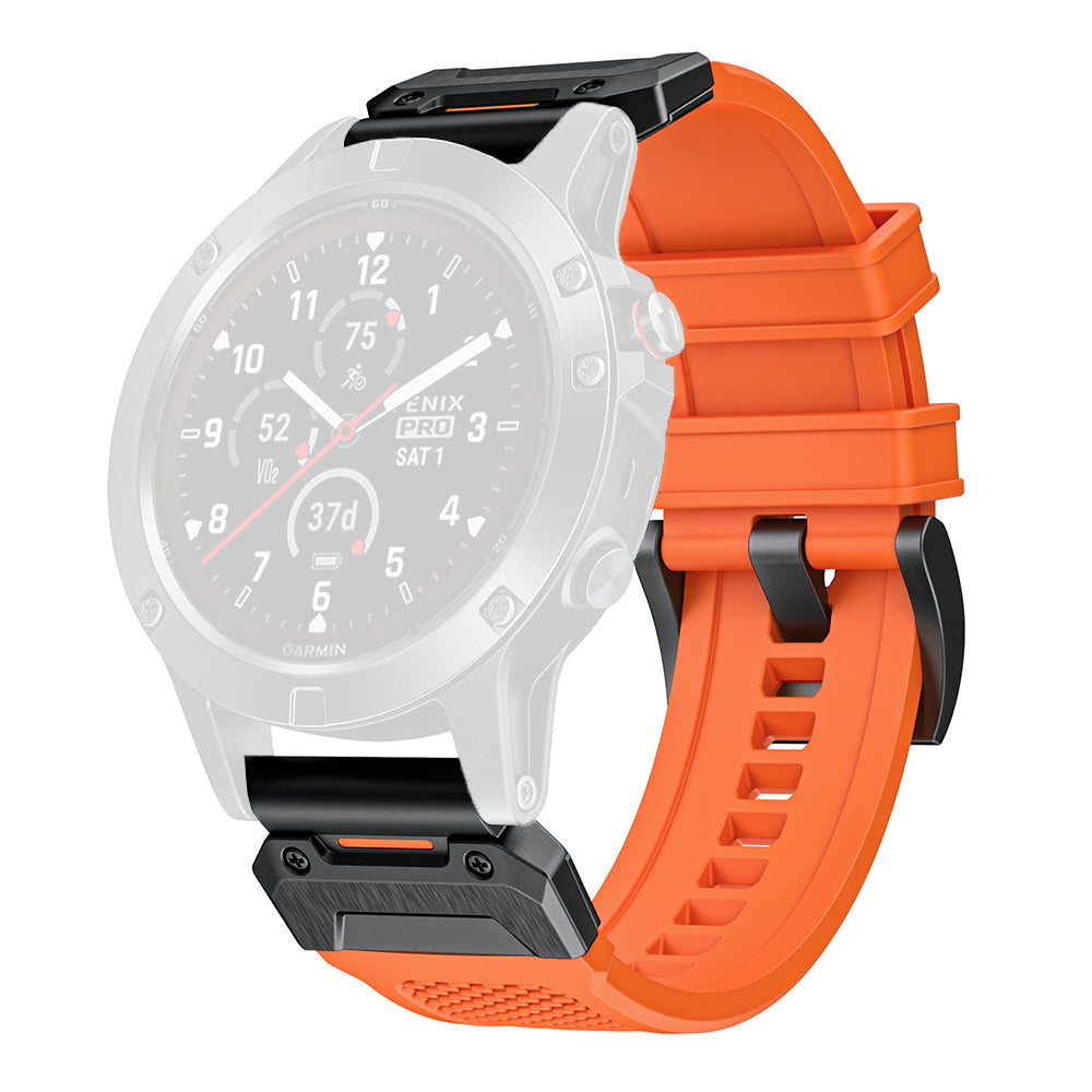 Techsuit W068 band voor Garmin Watch Fenix Series, 26mm, Zwart Oranje