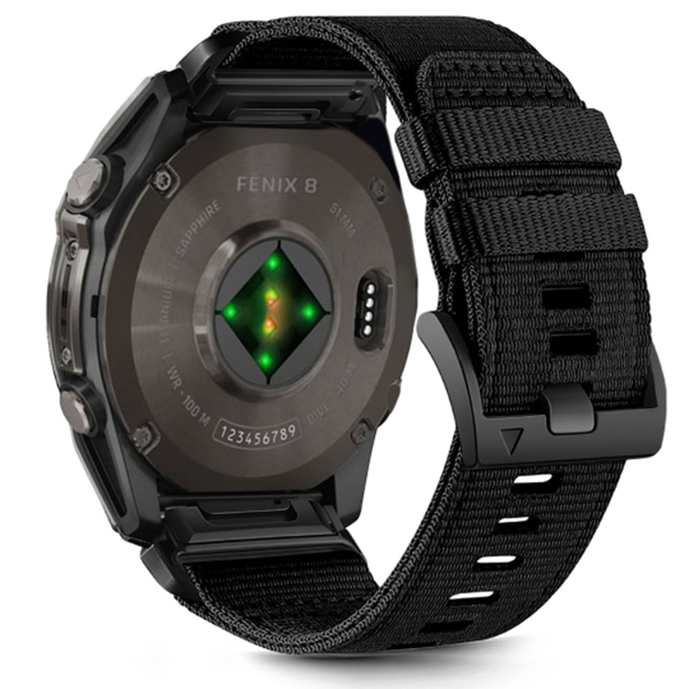 Techsuit W070 band voor Garmin Watch Fenix / Forerunner / Approach Series, 22mm, Zwart