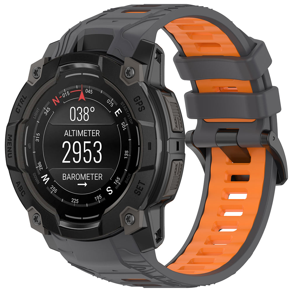 Techsuit W077 band voor Garmin Instinct 3 45mm Solar / Instinct 3 45mm, Grijs Oranje
