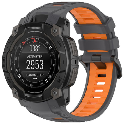 Techsuit W077 band voor Garmin Instinct 3 45mm Solar / Instinct 3 45mm, Grijs Oranje