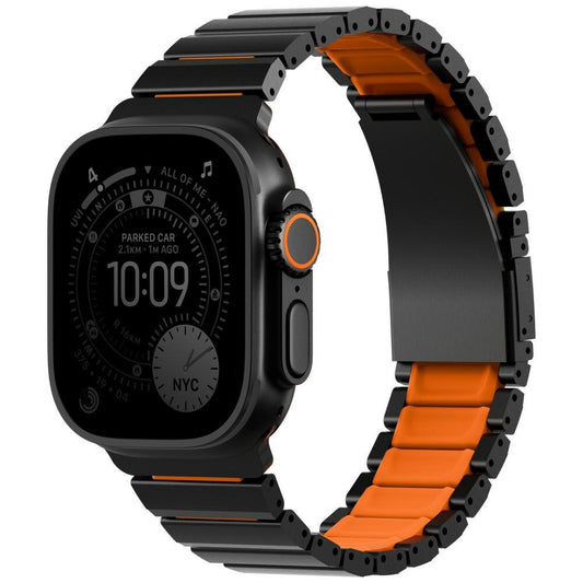 UNIQ Strova Flex band voor Apple Watch 49mm / 46mm / 45mm / 44mm / 42mm Series, Zwart Oranje