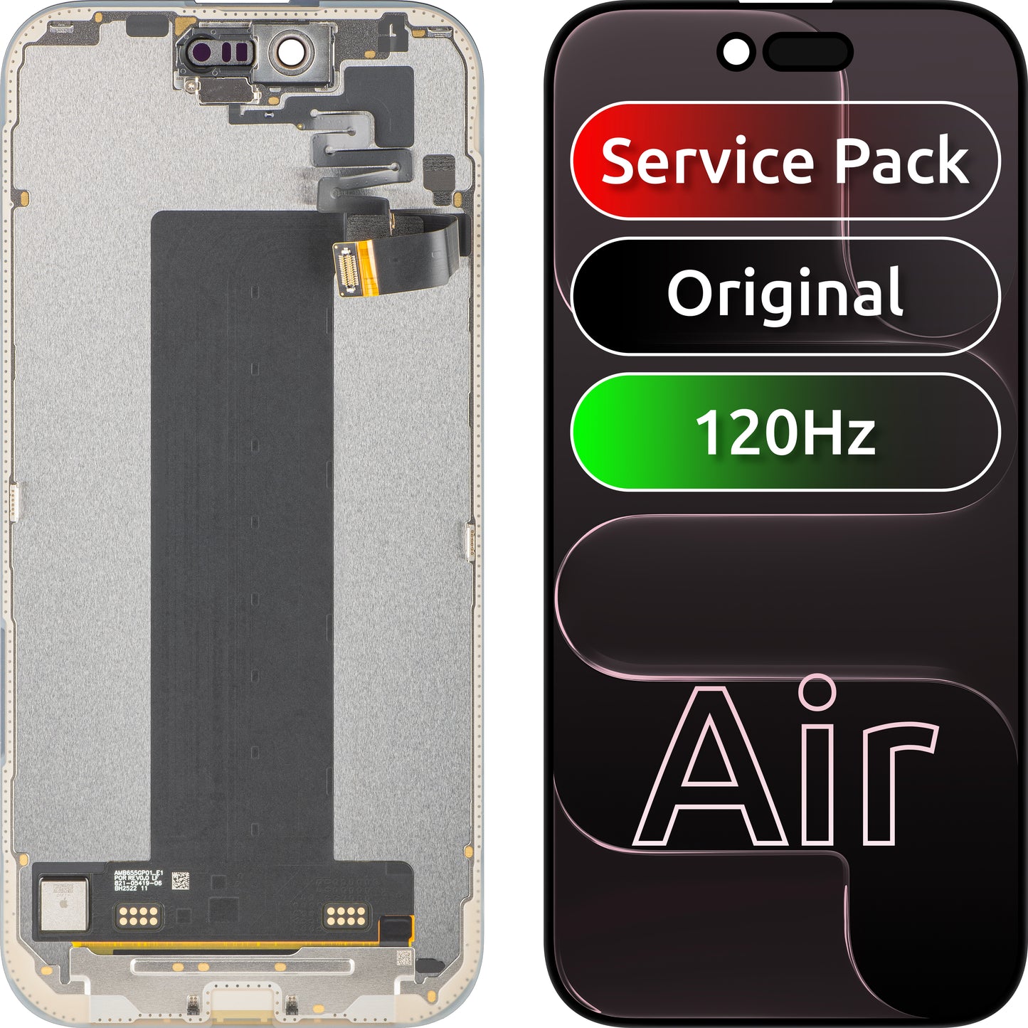 Apple iPhone 17 Air Touchscreen Display, met frame, zwart, Service Pack 661-55240