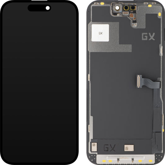 Touchscreen Display GX voor Apple iPhone 14 Pro, met frame, OLED IC beweegbare versie, zwart