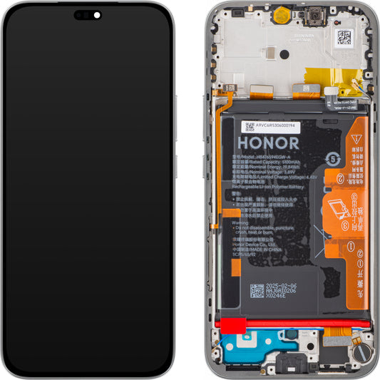Display met Touchscreen Honor 400 Lite, met Frame en Batterij, Grijs (Velvet Grey), Service Pack 0235ANTA