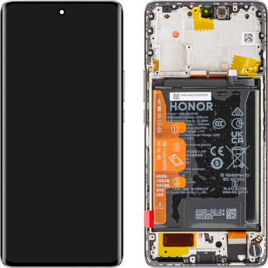 Display met Touchscreen Honor X50, met Frame en Batterij, Zilver, Service Pack 0235AGJH