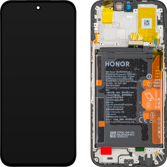 Honor X6c Touchscreen Display, with Frame and Battery, Black (Midnight Black), Service Pack 0235APGS