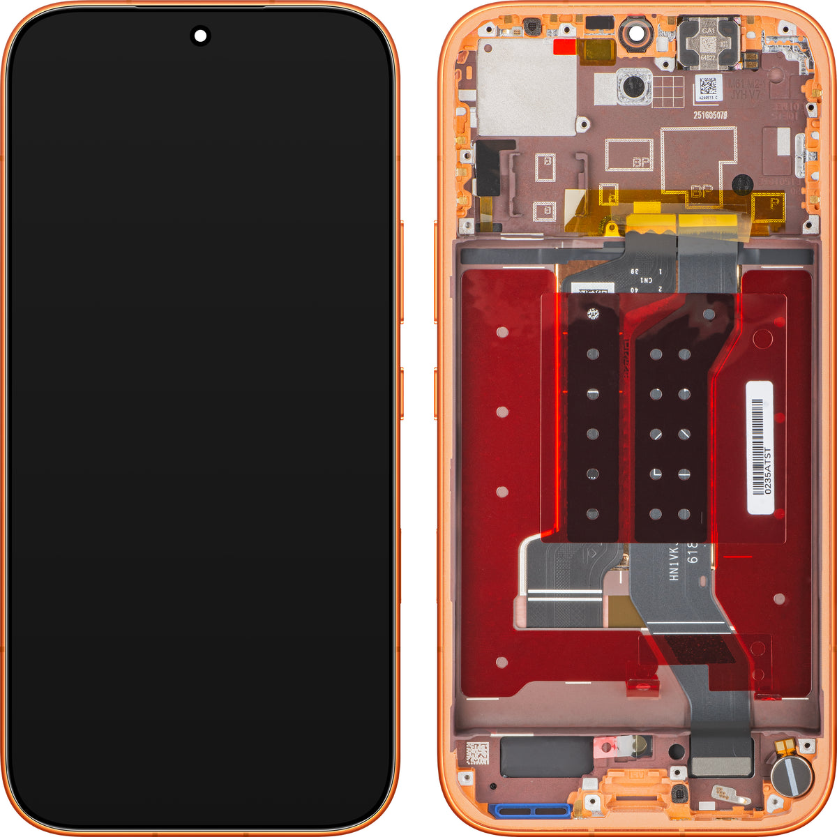 Honor 600 Touchscreen Display met Frame, Oranje, Service Pack 0235ATST