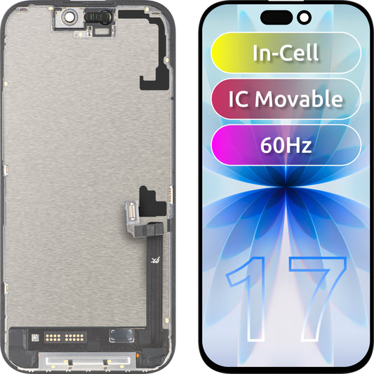 JK Touchscreen Display voor Apple iPhone 17, met Frame, LCD In-Cell IC Verplaatsbare Versie, Zwart