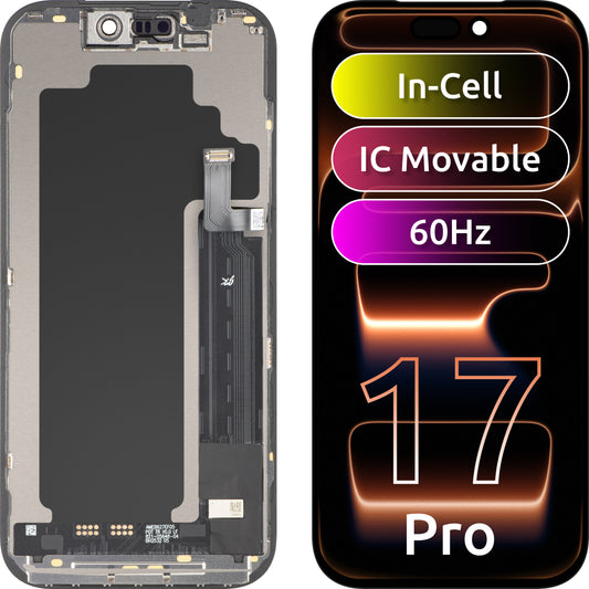 JK Touchscreen Display voor Apple iPhone 17 Pro, met Frame, LCD In-Cell IC Verplaatsbare Versie, Zwart