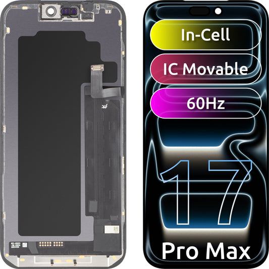 JK Touchscreen Display voor Apple iPhone 17 Pro Max, met Frame, LCD In-Cell IC Verplaatsbare Versie, Zwart