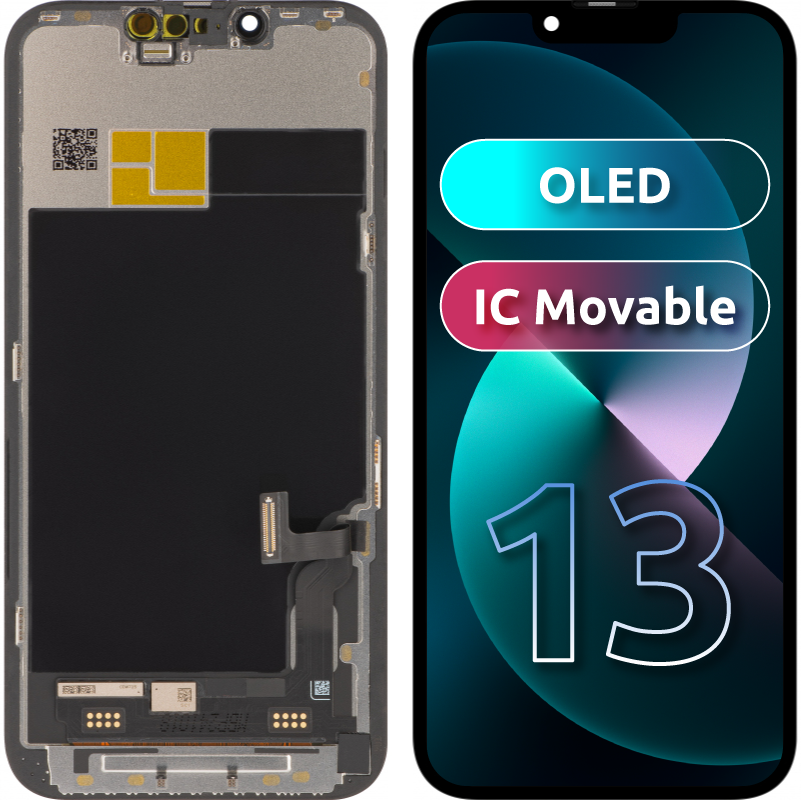 JK Touchscreen Display voor Apple iPhone 13, met frame, OLED IC beweegbare versie, zwart 