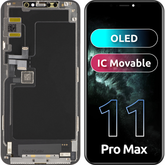 Touchscreen Display JK voor Apple iPhone 11 Pro Max, met frame, OLED-versie, zwart 