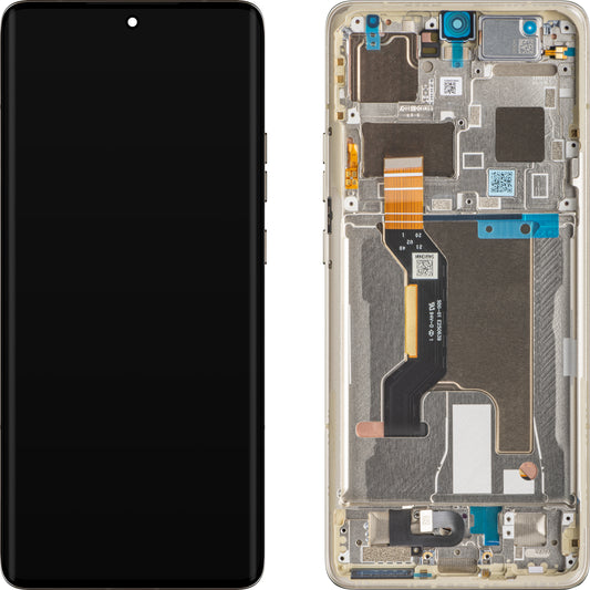 Touchscreen scherm Motorola Edge 50 Ultra, met frame, beige (Nordic Wood), Service Pack 5D68C24484