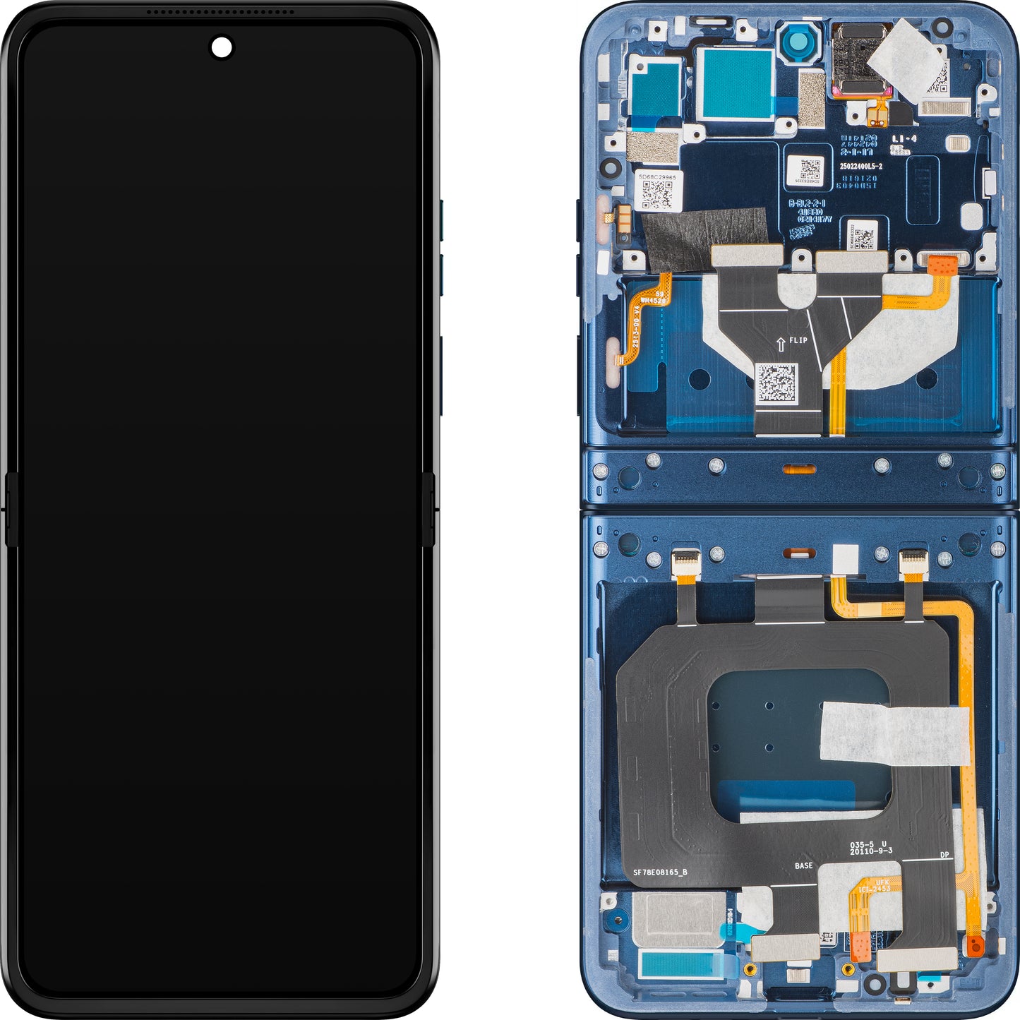 Display met Touchscreen Motorola Razr 2025 / Razr 60, met Frame, Sub Inner, Marineblauw (Gibraltar Sea), Service Pack 5D68C29965