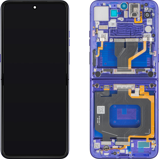 Touchscreen Display Motorola Razr Ultra 2026 / Razr 70 Ultra, met Frame, Onder Inner, Blauw (Pantone Orient Blue) Service Pack 5D68C32859