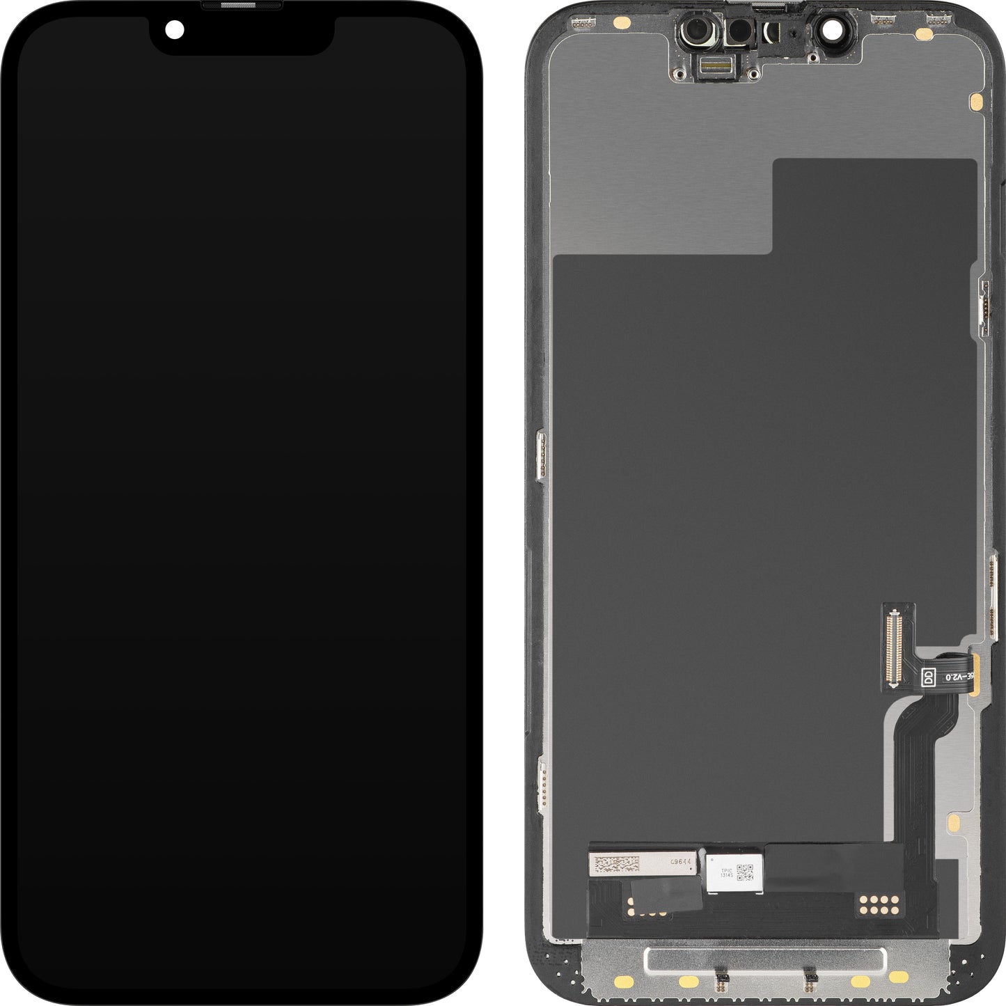 Display met Touchscreen MP compatibel met Apple iPhone 13, met Frame, Soft OLED FHD Diagnostic Versie, Zwart