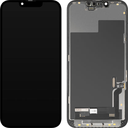 Display met Touchscreen MP compatibel met Apple iPhone 13, met Frame, Soft OLED FHD Diagnostic Versie, Zwart