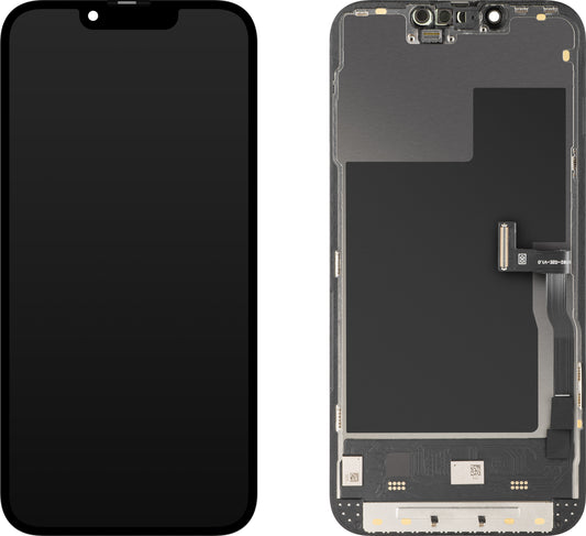 Display met Touchscreen MP compatibel met Apple iPhone 13 Pro, met Frame, Soft OLED 120Hz FHD Diagnostic Versie, Zwart