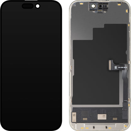 Display met Touchscreen MP compatibel met Apple iPhone 15 Pro, met Frame, Soft OLED FHD 120Hz Diagnostic Versie, Zwart