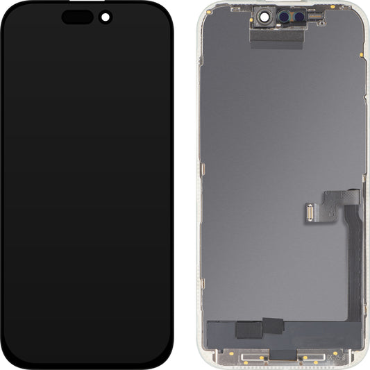 Display met Touchscreen MP compatibel met Apple iPhone 16 Pro, met Frame, OLED FHD Diagnostische Versie, Zwart
