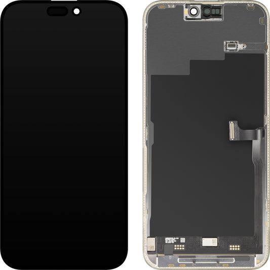 MP Touchscreen Display compatibel met Apple iPhone 15 Pro Max, met Frame, Premium Soft OLED FHD 120Hz Versie, Zwart