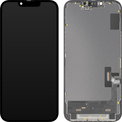 Display met Touchscreen MP compatibel met Apple iPhone 14, met Frame, Soft OLED FHD 120Hz IC Movable Versie, Zwart