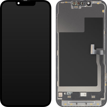 Display met Touchscreen MP compatibel met Apple iPhone 13 Pro, met Frame, Premium Soft OLED FHD 120Hz Versie, Zwart