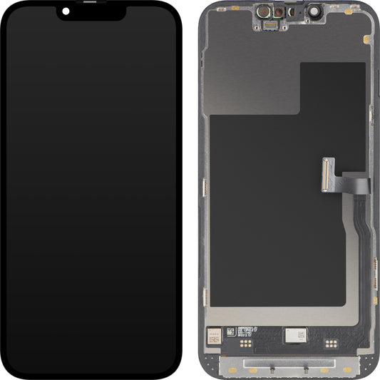 Display met Touchscreen MP compatibel met Apple iPhone 13 Pro, met Frame, Premium Soft OLED FHD 120Hz Versie, Zwart