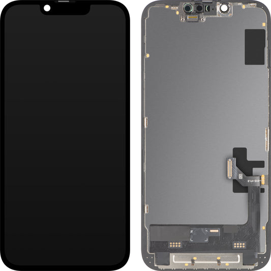 MP Touchscreen-display compatibel met Apple iPhone 17e / 16e, met frame, Soft OLED FHD 120Hz IC verplaatsbare versie, zwart