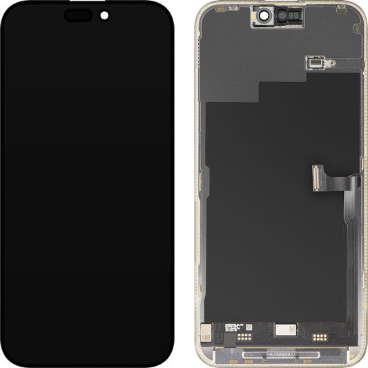 MP Touchscreen Display compatibel met Apple iPhone 15 Pro Max, met Frame, Premium Soft OLED FHD 120Hz Diagnostic Versie, Zwart