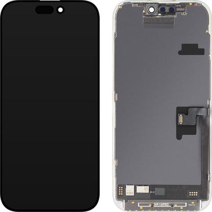 MP Touchscreen Display compatibel met Apple iPhone 16 Pro, met Frame, Softversie OLED FHD 120Hz Diagnostisch, Zwart