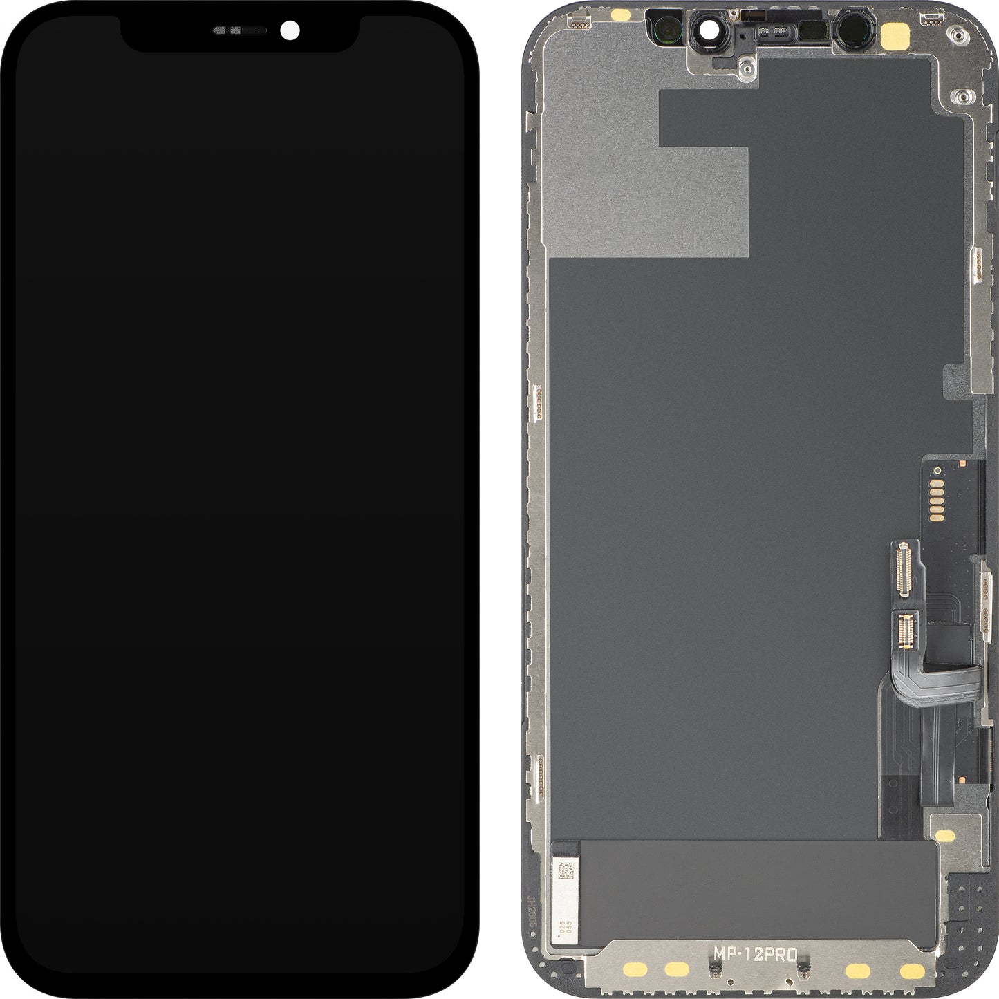 MP Touchscreen Display compatibel met Apple iPhone 12 / 12 Pro, met Frame, OLED FHD IC Movable versie, Zwart