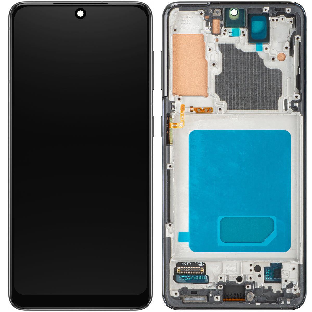 MP Touchscreen Display compatibel met Samsung Galaxy S21 5G G991, met Frame, Zwart
