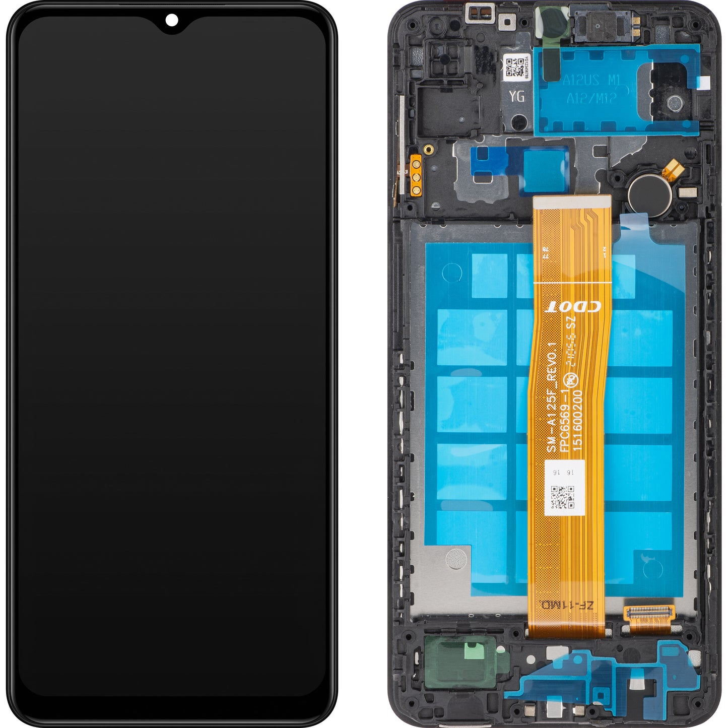 MP Touchscreen Display compatibel met Samsung Galaxy A12 A125 / A12 Nacho A127, met Frame, Zwart, Herverpakt