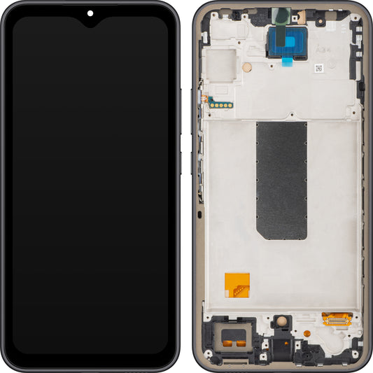 MP Touchscreen Display compatibel met Samsung Galaxy A34 A346, met Frame, Zwart (Graphite), Herverpakt