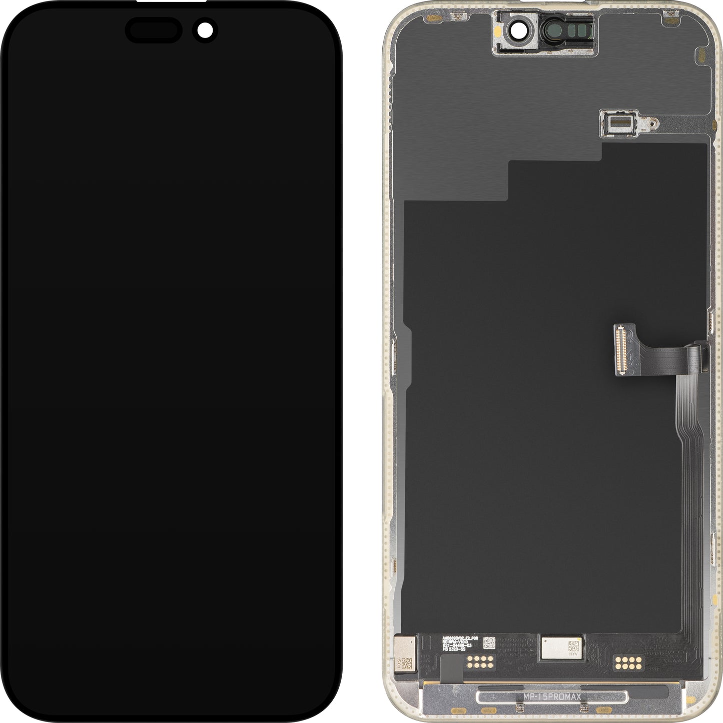MP Touchscreen Display compatibel met Apple iPhone 15 Pro Max, met Frame, Premium Soft OLED FHD 120Hz Diagnostische Versie, Zwart, Herverpakt