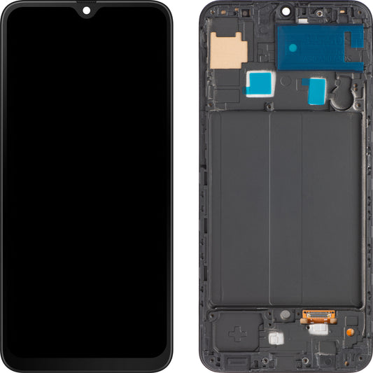 MP touchscreen scherm compatibel met Samsung Galaxy A50 A505, met frame, zwart 