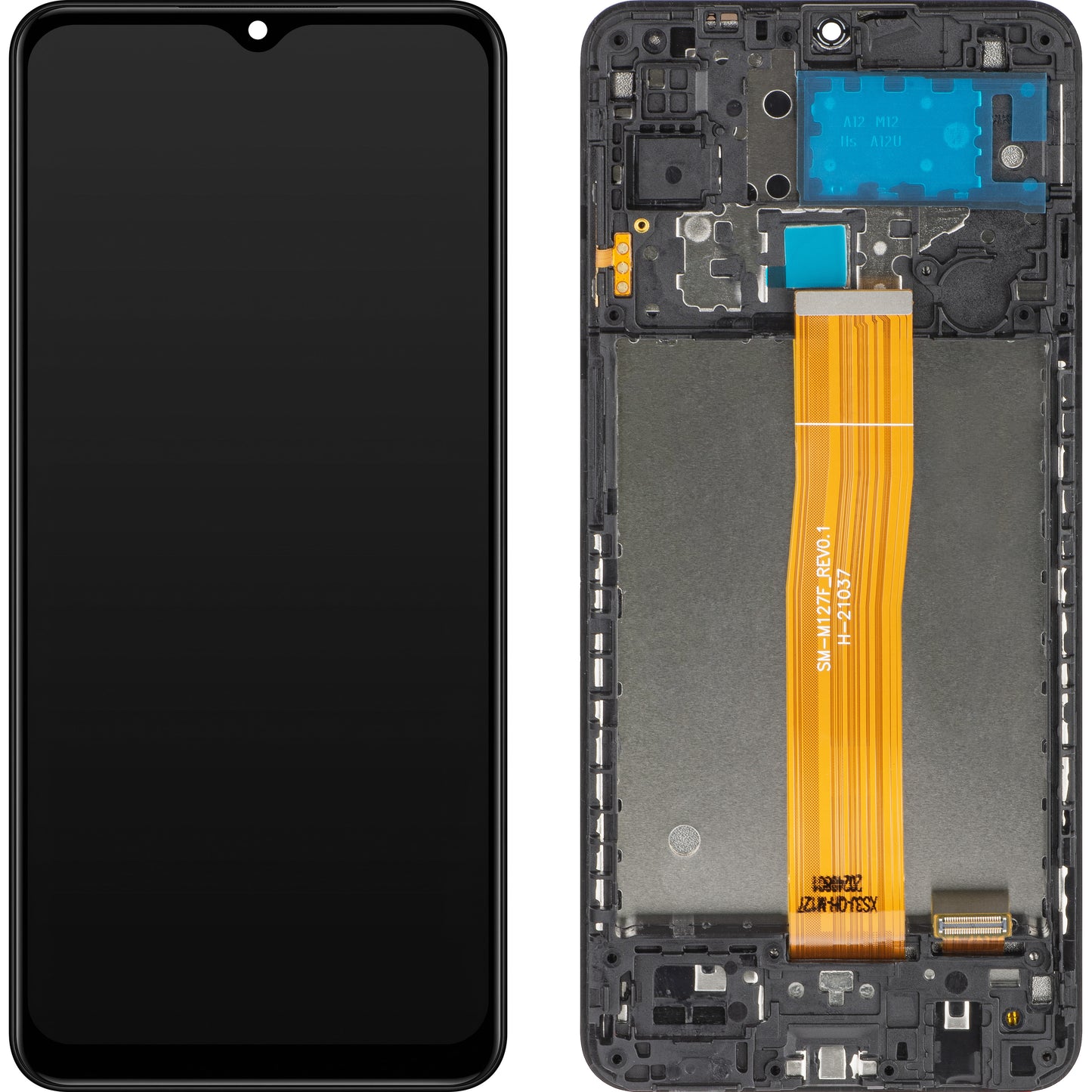 MP touchscreen scherm compatibel met Samsung Galaxy M12 M127, met frame, zwart 