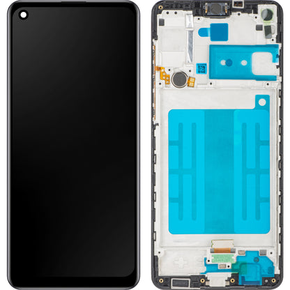 MP touchscreen scherm compatibel met Samsung Galaxy A21s A217, met frame, zwart 