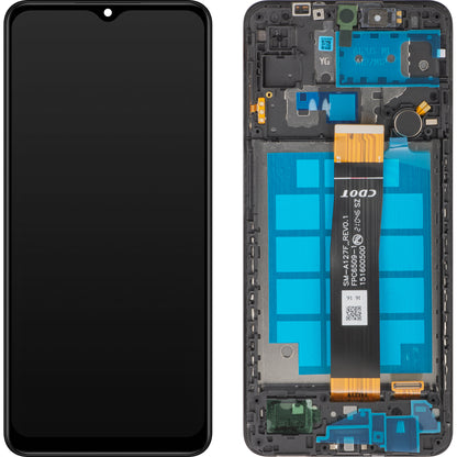MP touchscreen scherm compatibel met Samsung Galaxy A12 Nacho A127, met frame, zwart