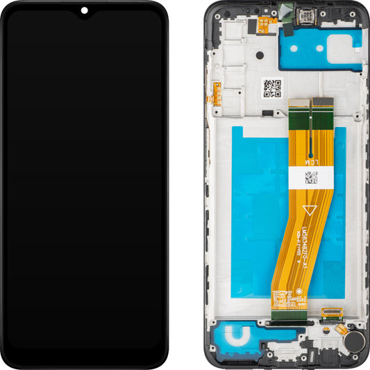 Beeldscherm met aanraakscherm compatibel met Samsung Galaxy A03s A037, met frame, F-versie, zwart 