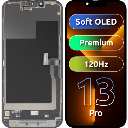 Display met Touchscreen MP compatibel met Apple iPhone 13 Pro, met Frame, Premium Soft OLED FHD 120Hz Versie, Zwart