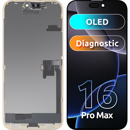 Display met Touchscreen MP compatibel met Apple iPhone 16 Pro Max, met Frame, OLED FHD Diagnostic Versie, Zwart