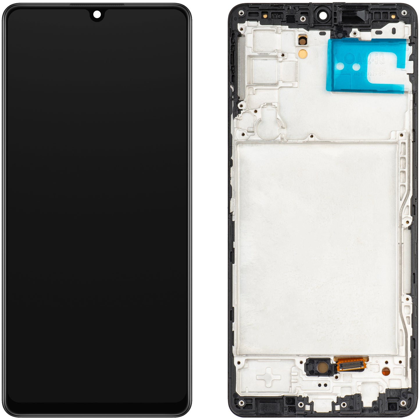 MP touchscreen scherm compatibel met Samsung Galaxy A42 5G A426, met frame, OLED versie, zwart 