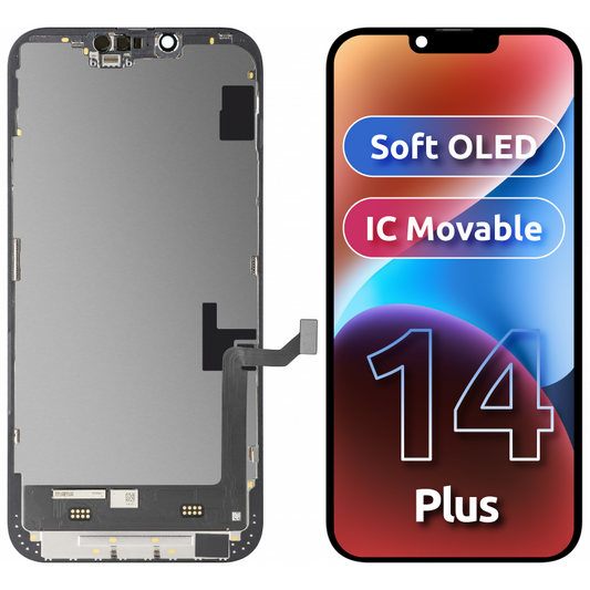 Display met Touchscreen MP compatibel met Apple iPhone 14 Plus, met Frame, Soft OLED FHD IC Movable Versie, Zwart