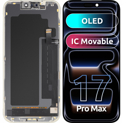 MP Touchscreen-display compatibel met Apple iPhone 17 Pro Max, met frame, OLED FHD IC Movable versie, zwart