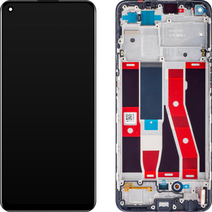 Beeldscherm met aanraakscherm Oppo Reno5 F / A94 / F19 Pro / Reno5 Lite, met frame, zwart, Service Pack 4906763