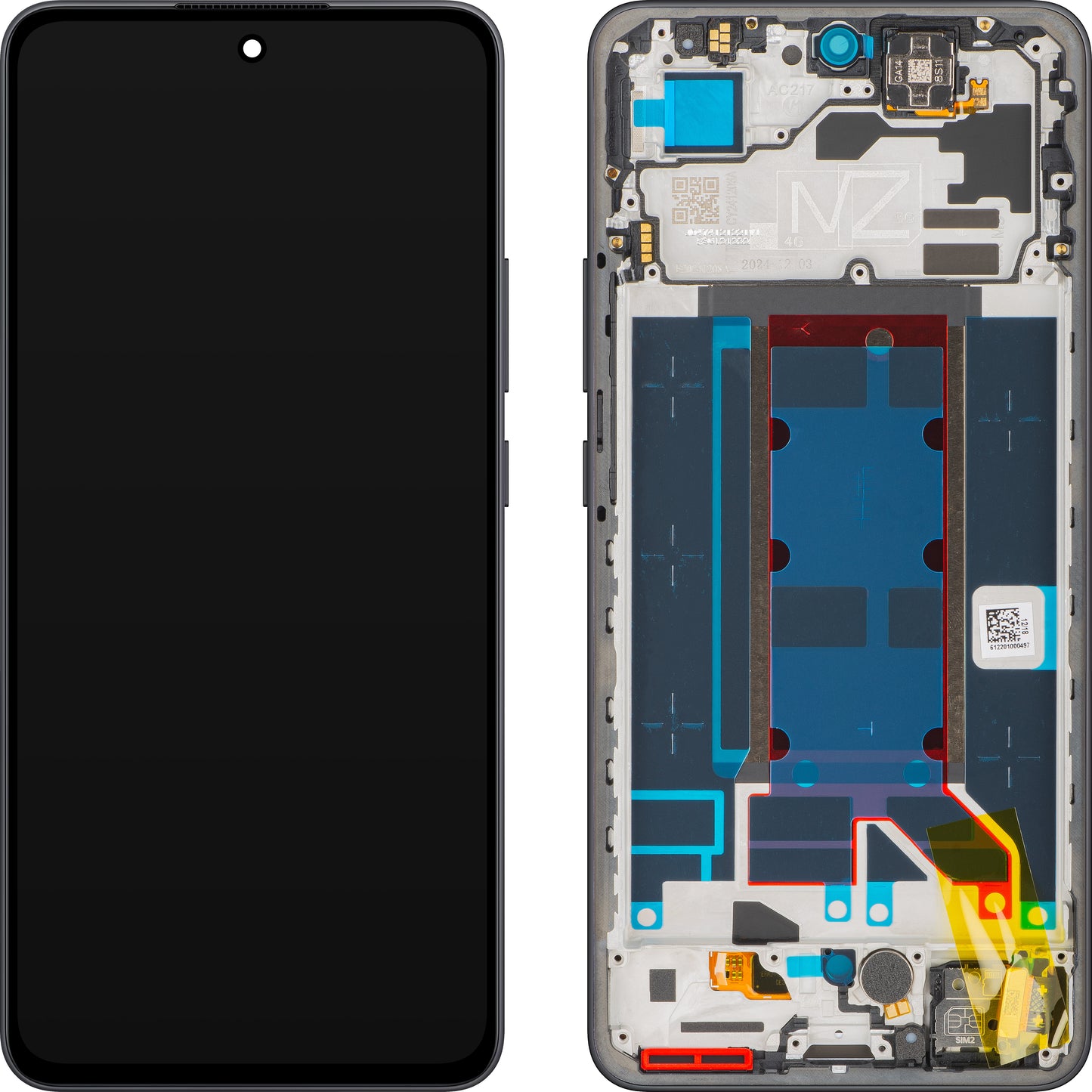 Display met Touchscreen Oppo Reno13 FS 5G / Reno13 F, met Frame, Grijs (Graphite Grey), Service Pack 621029000449
